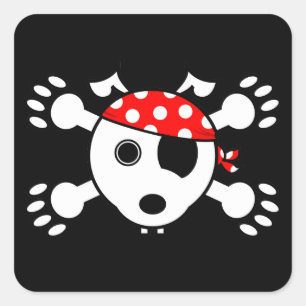 Sticker Carré Chien pirate