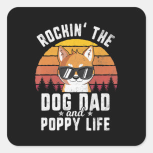 Sticker Carré Chien Rockin papa et la vie de chiot shiba inu c