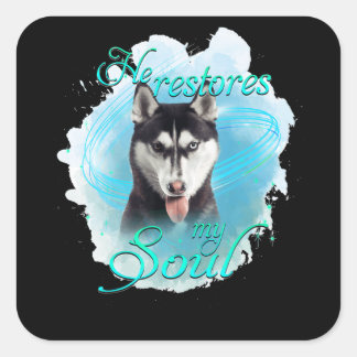 Sticker Carré Chien | Sibérie Husky Dog Restaure Mon Âme