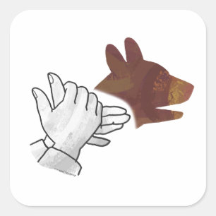 Sticker Carré Chien Silhouette main Brown