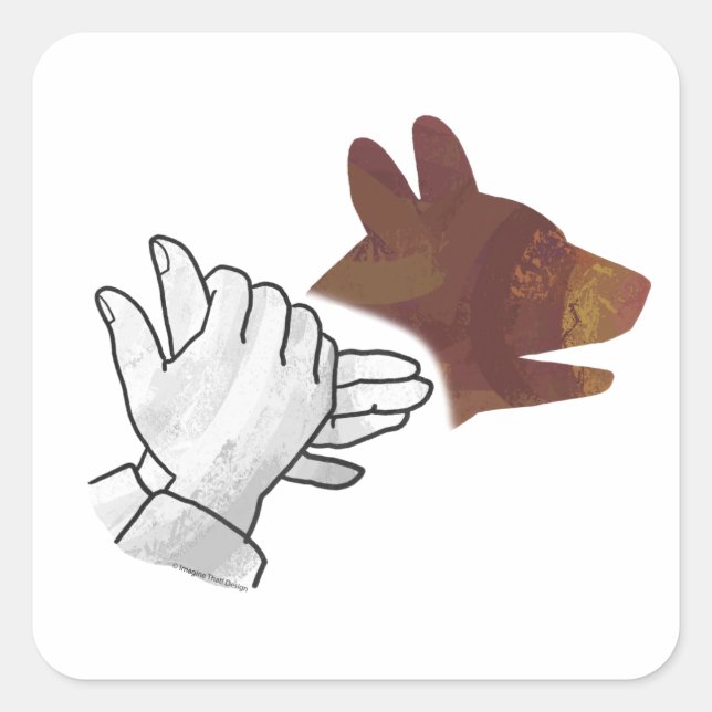 Sticker Carré Chien Silhouette main Brown (Devant)