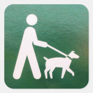 Sticker Carré Chien sur un signe de laisse