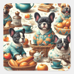 Sticker Carré Chien-taureau vintage