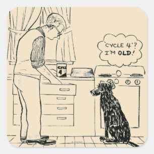 Sticker Carré Chien vieillissant