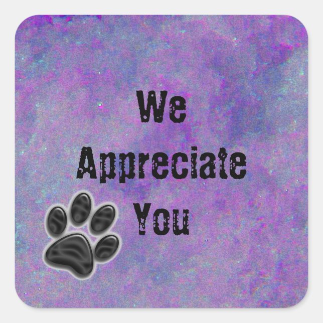 Sticker Carré Chien Walker Appréciation Empreinte de patte Chien (Devant)