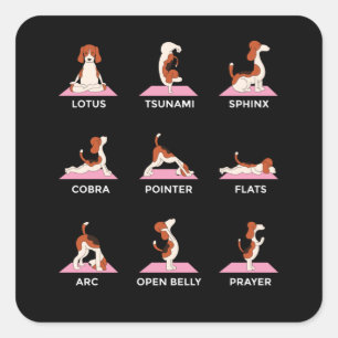 Sticker Carré Chien Yoga Poses Drôle cadeau
