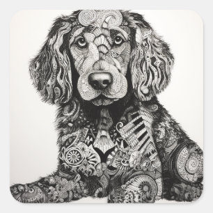Sticker Carré Chien Zentangle