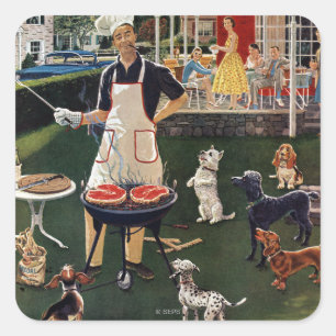 Sticker Carré Chiens chauds