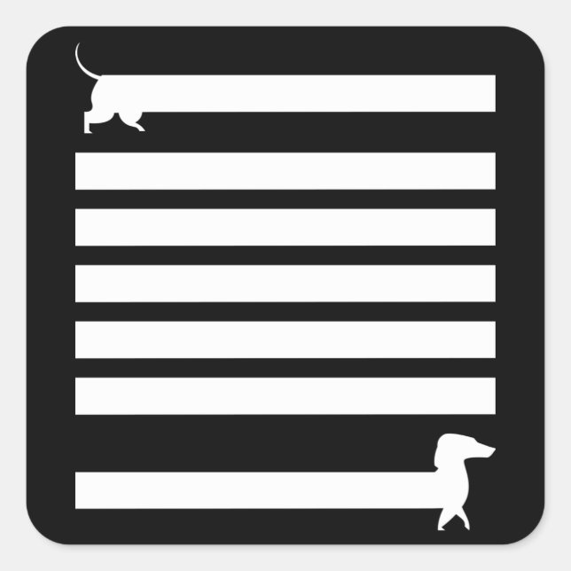 Sticker Carré Chiens Dachshund Dogs Drôle mignon Poignard Poigna (Devant)