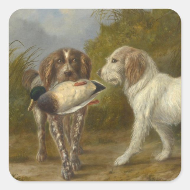 Sticker Carré Chiens de chasse (par Carlo Ademollo) (Devant)
