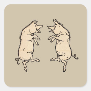 Sticker Carré Chiens de danse antiques : Jig de pige Vintage fan