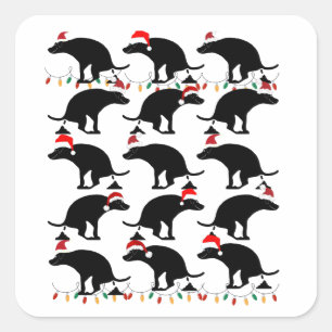 Sticker Carré Chiens de Noël mignons et caca