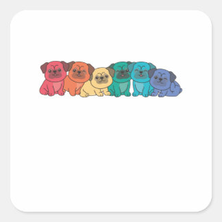Sticker Carré Chiens mignons Gay pride Lgbtq Carlin Rainbow Flag