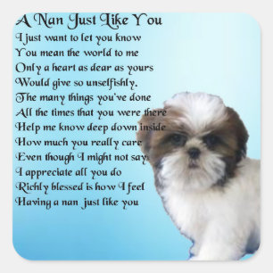 Sticker Carré Chih Tzu Dog - Poem Nan