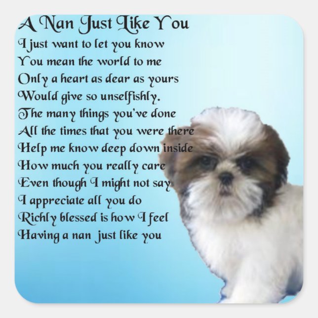 Sticker Carré Chih Tzu Dog - Poem Nan (Devant)