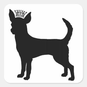 Sticker Carré Chihuahua Basic Black Crown Silhouette