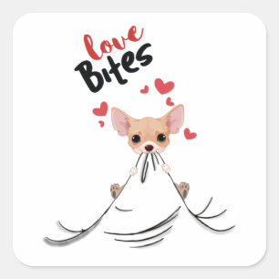 Sticker Carré Chihuahua Love Met Des Cadeaux De La Journée Valen