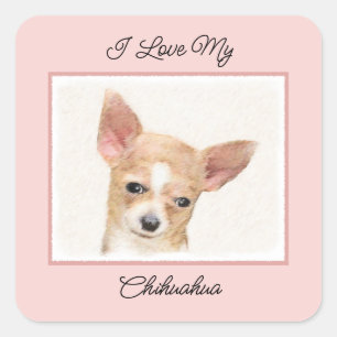 Sticker Carré Chihuahua Peinture - Cute Original Chien Art