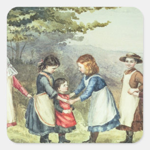 Sticker Carré Children's Games, c.1880 (w/c sur paper)