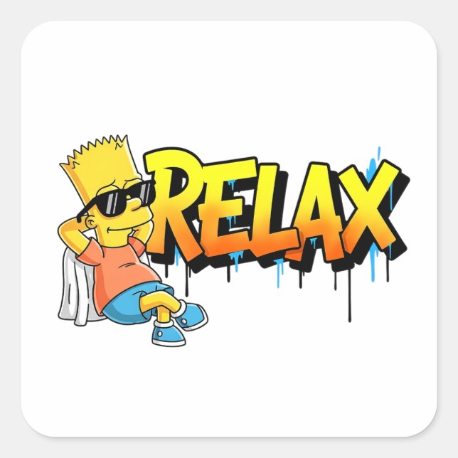 Sticker Carré Chill Bart Relax Graffiti Urban Style Graphic Tee (Devant)