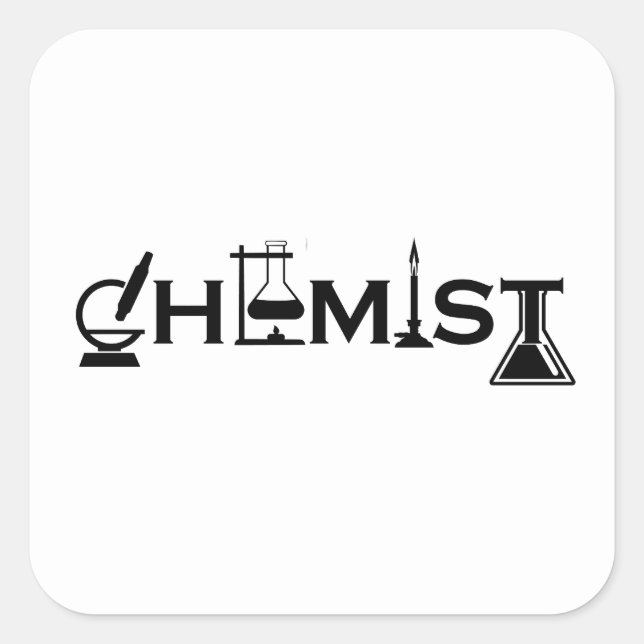 Sticker Carré Chimie humoristique cadeaux de chimiste (Devant)