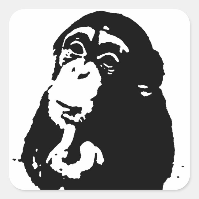 Sticker Carré Chimpanzé Pop Art Thinking (Devant)