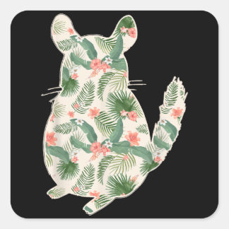 Sticker Carré Chinchilla Flower Girl Prince Floral Hawaiian Wome