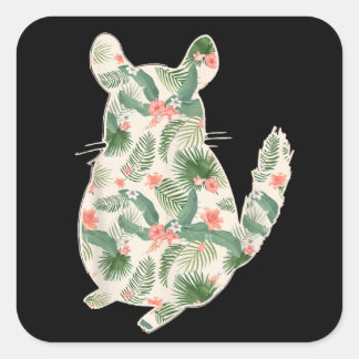 Sticker Carré Chinchilla Flower Girl Prince Floral Hawaiian Wome