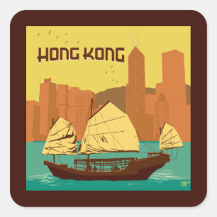Sticker Carré Chine   Hong Kong