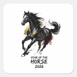 Sticker Carré Chinese New Year 2026 Horse Art