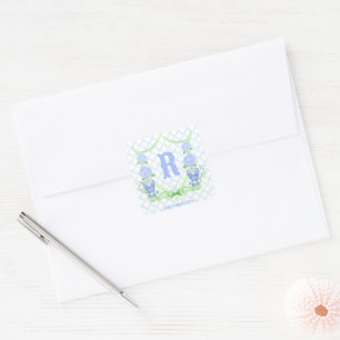 Sticker Carré Chinoiserie Hydrangea Monogram