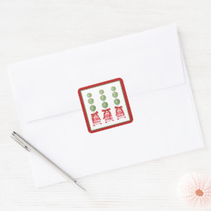 Sticker Carré Chinoiserie Rouge & Blanc Vacances Topiaire