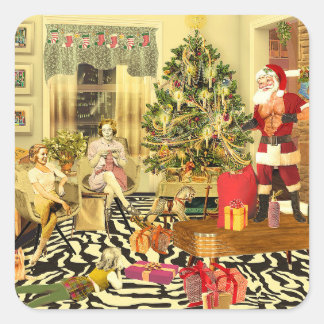 Sticker Carré Chippendale de Noël