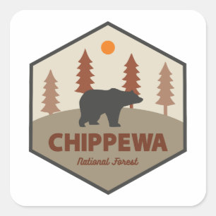 Sticker Carré Chippewa Forêt nationale Ours du Minnesota