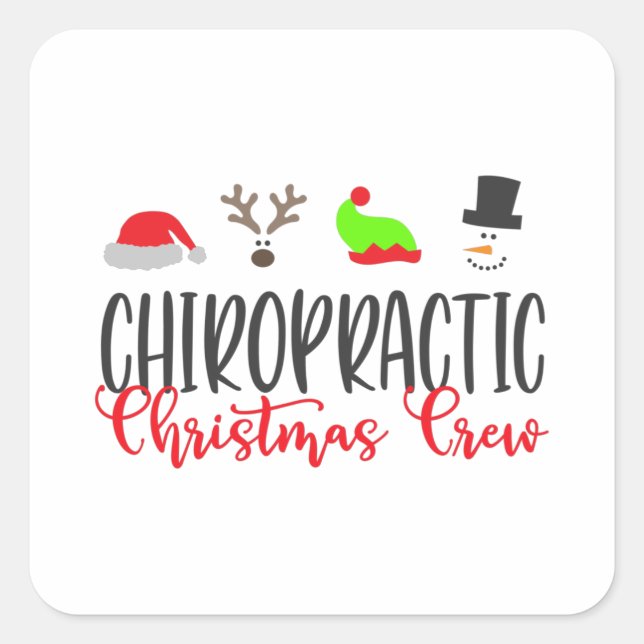 Sticker Carré chiropraticien de Noël, chiropratique (Devant)