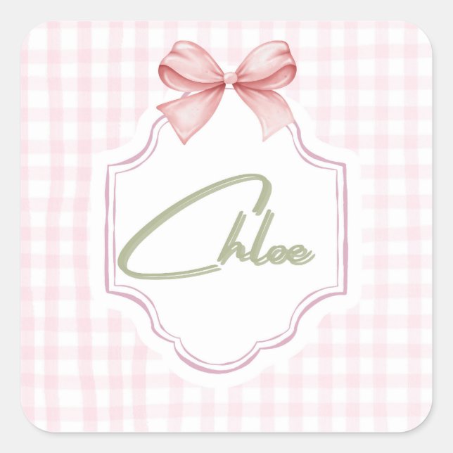 Sticker Carré Chloé personnalisé bébé fille infirmière Bow&En vi (Devant)