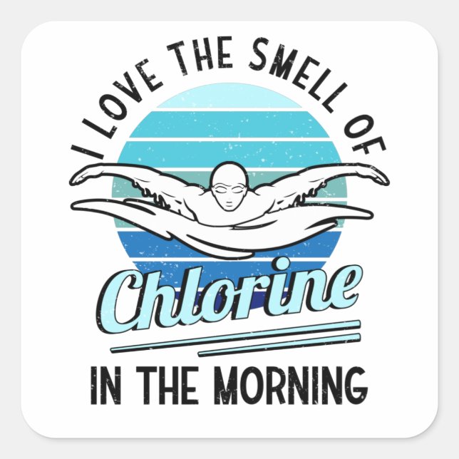 Sticker Carré Chlorine Piscine Club de natation Enseignant (Devant)