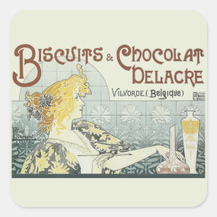 Sticker Carré Chocolat Art Nouveau Femme