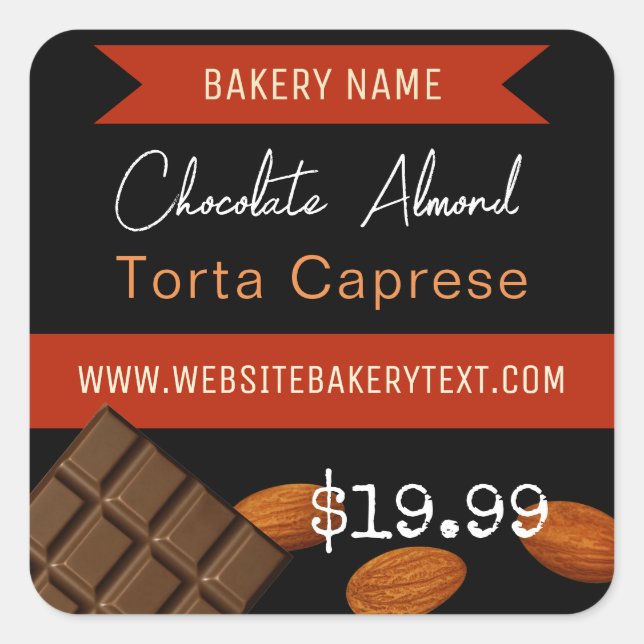 Sticker Carré Chocolat Carré Torta Caprese Almond (Devant)