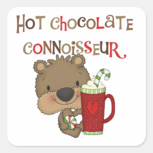 Sticker Carré Chocolat chaud Connoisseur Garçon Ours