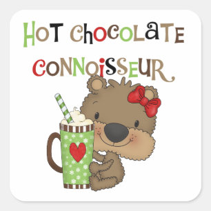 Sticker Carré Chocolat chaudOurs de fille de connaisseur