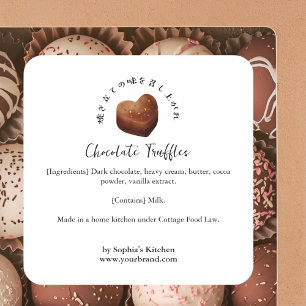 Sticker Carré Chocolat en forme de cœur aquarelle ingrédient de