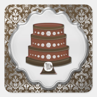 Sticker Carré Chocolat gâteau Couture Damask Carré Bakou Étiquet