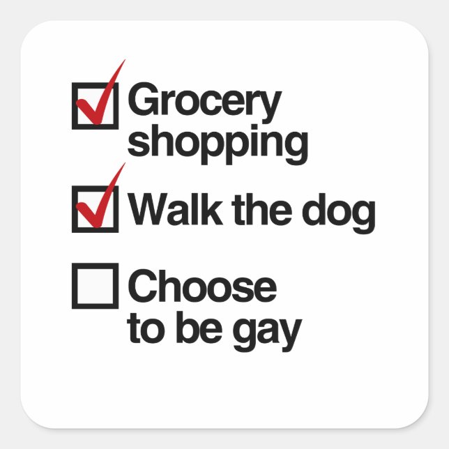 STICKER CARRÉ CHOISISSEZ D'ÊTRE GAY CHECKLIST (Devant)
