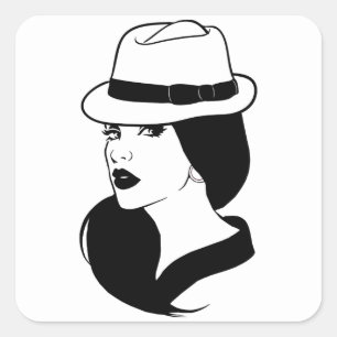 Sticker Carré Chola Mexicaine Latina Fille Femme Visage Art