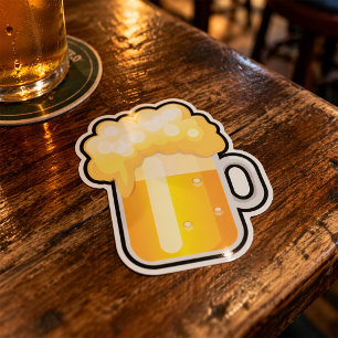 Sticker Carré Chope de Bière avec Mousse Crémeuse
