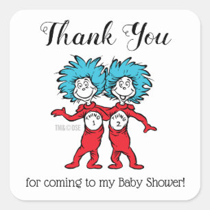 Sticker Carré Chose Un Chose Deux Jumeaux Baby Shower Merci