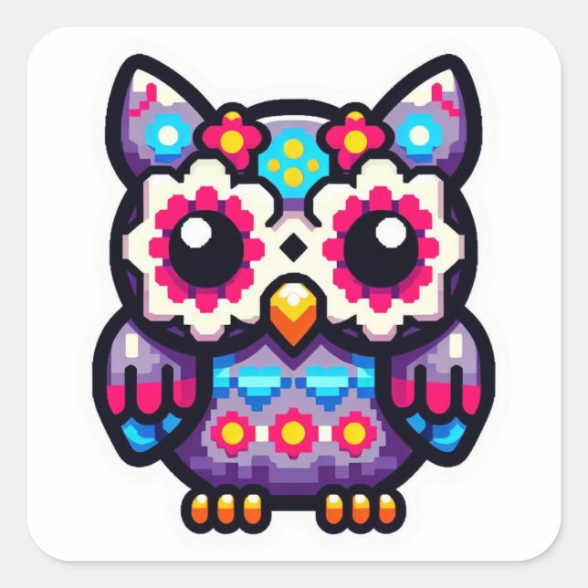 Sticker Carré Chouette à sucre, jour du hibou mort (Devant)