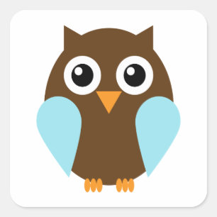 Sticker Carré Chouette bleue