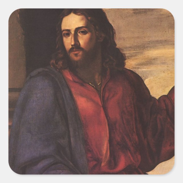 Sticker Carré Christ Bénir les enfants par Artemisia Gentileschi (Devant)